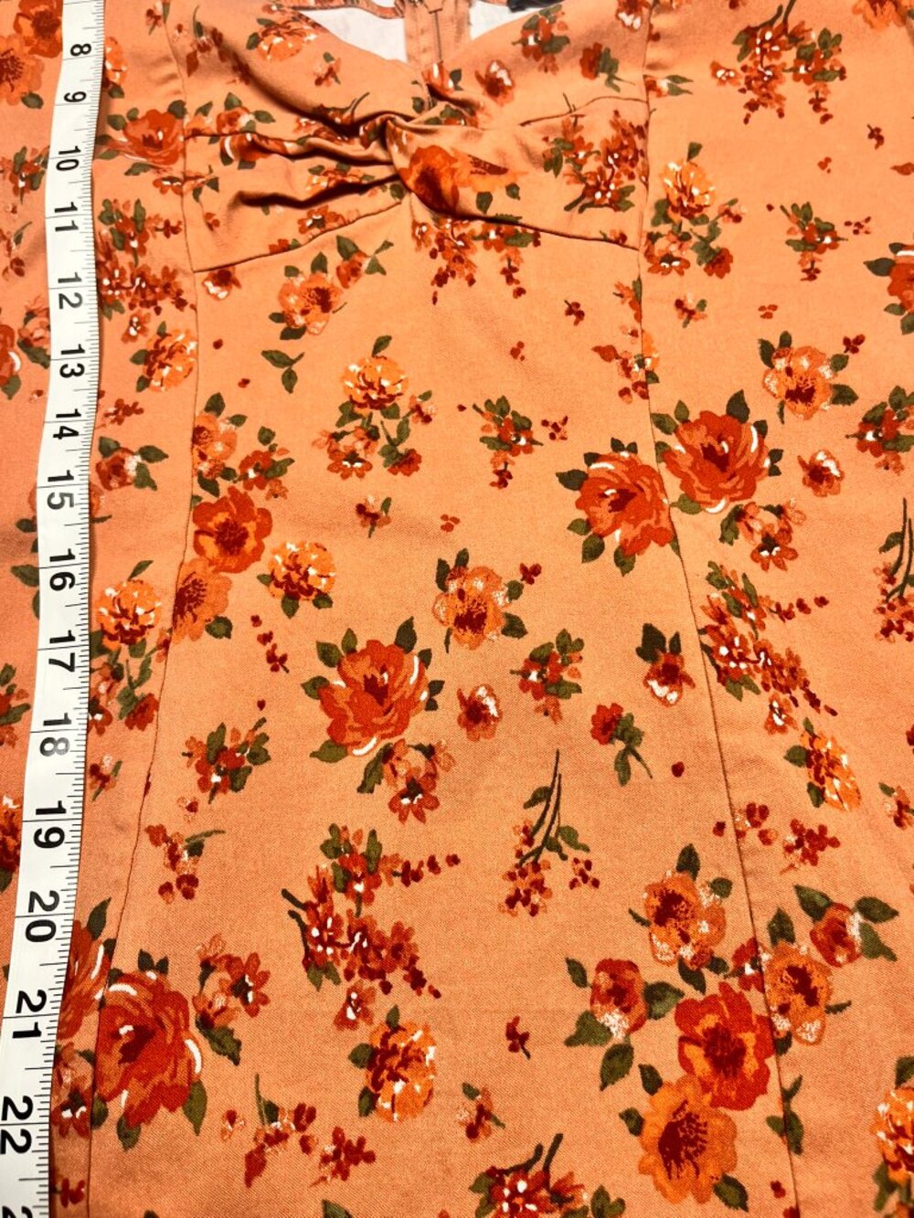 Trixxi Cottagecore Peach Floral Sweetheart Knot Puff Sleeve Mini Dress Women XL - Picture 6 of 9